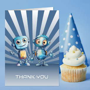 Thème de robot bleu Anniversaire Merci