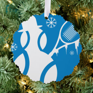 Thème de tennis Carte ornement de Noël avec envelo
