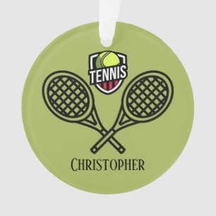 Thème de tennis Monogramme Nom Ornament