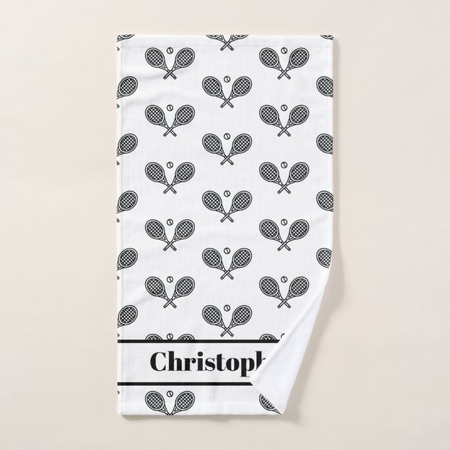 Thème de tennis Nom monogramme Raquettes de tennis (Serviette à main)