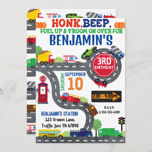 Thème de transport Anniversaire Fête Invitation