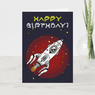 Thème de vaisseau spatial Bonne carte d'anniversai