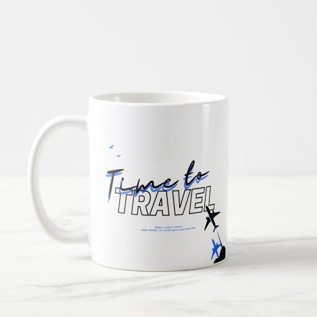 Thème de voyage Bleu Noir Tasse à café (Gauche)
