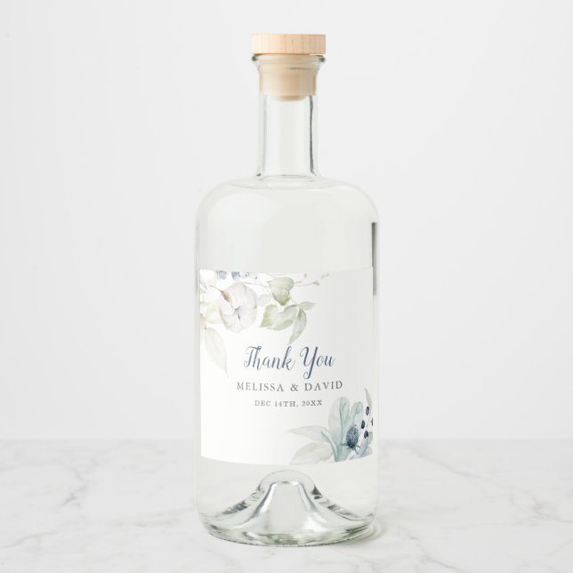 Thème d'hiver romantique Stickers Mariage Merci (Devant)