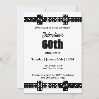Thème Domino noir et blanc Anniversaire Invitation