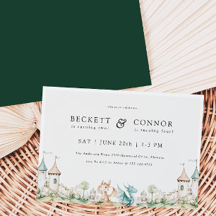 Thème Dragon Jonction Anniversaire Fête Invitation