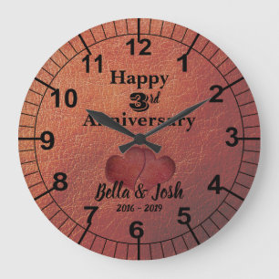Thème du cuir Horloge du 3ème anniversaire Maria