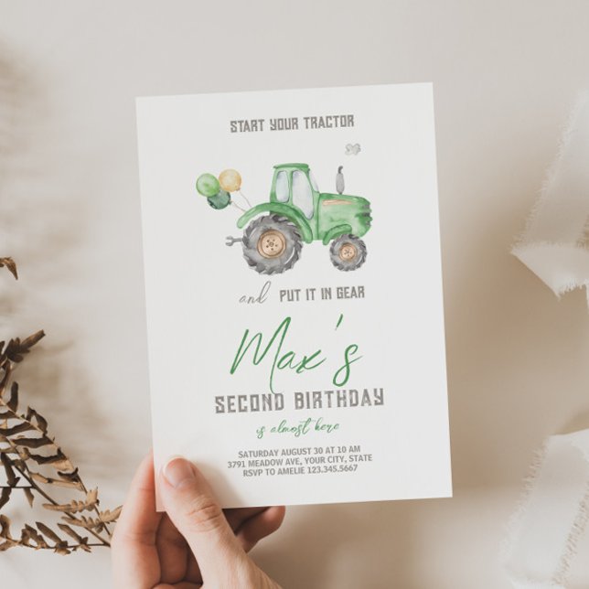 Thème du Tracteur vert Invitation d'anniversaire (Créateur téléchargé)