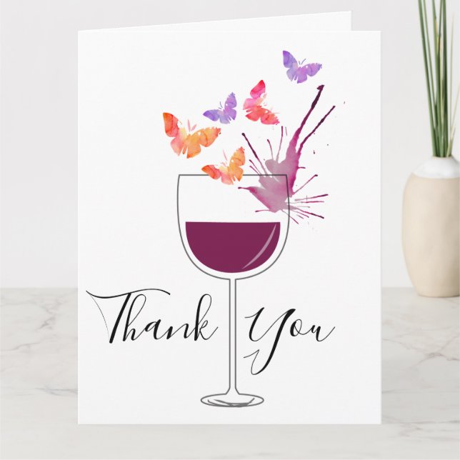 thème du vin, carte de remerciements (Devant)