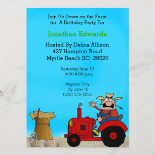 Thème Enfants Tracteur Anniversaire Invitation