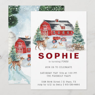 Thème Ferme d'Hiver   Invitation Anniversaire de G