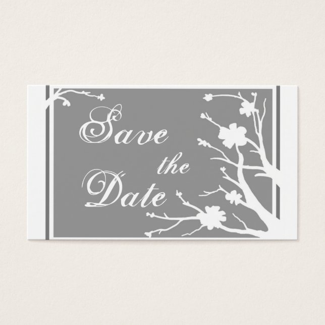 Thème floral gris Enregistrer la date carte de vis (Devant)