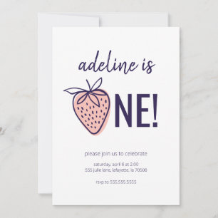 Thème fraise Premier anniversaire Invitations de f