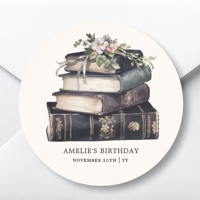 Thème Livre vintage Anniversaire Favoriser Sticker (Créateur téléchargé)