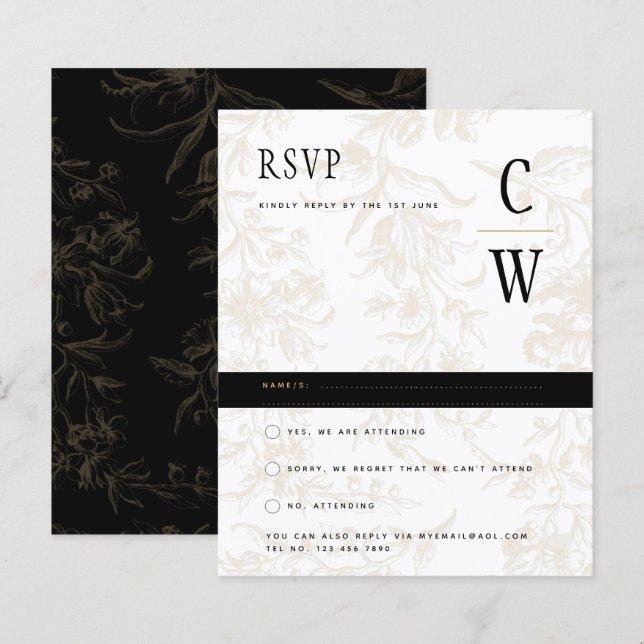 Thème Mariage Cravate noire Vintage Gold Damask (Devant / Derrière)