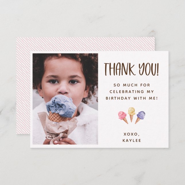 Thème Merci Carte photo de crème glacée (Devant / Derrière)