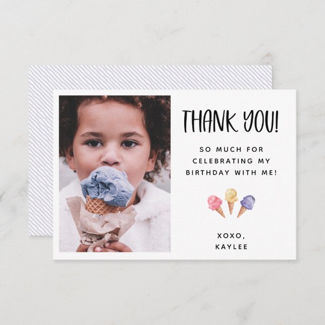 Thème Merci Carte photo de crème glacée (Devant / Derrière)
