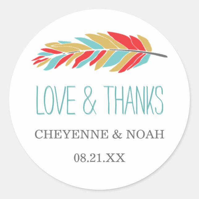 Thème natif | Stickers Favor Merci Mariage (Devant)