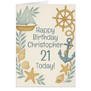 Thème nautique Bonne carte d'anniversaire