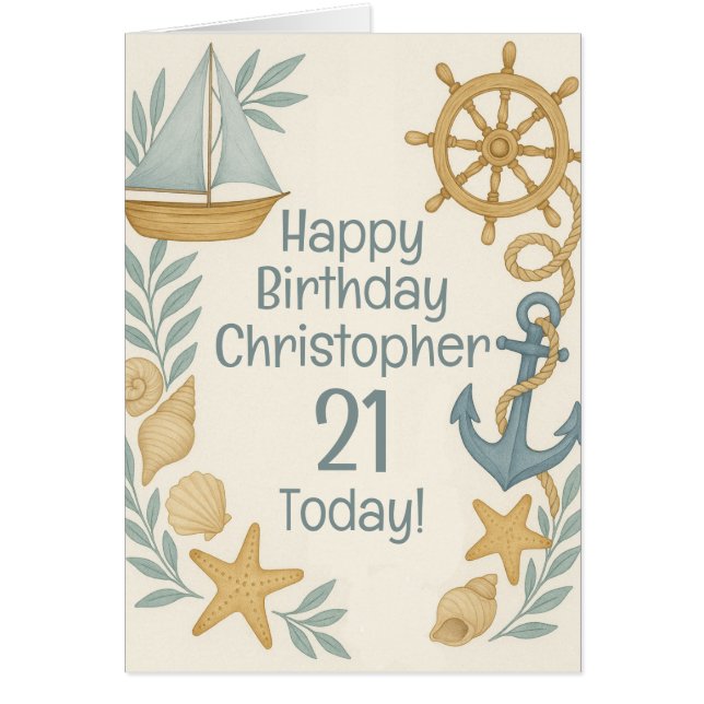 Thème nautique Bonne carte d'anniversaire (Devant)