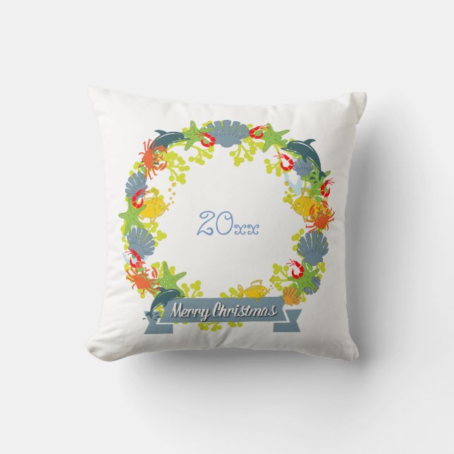 Thème nautique Coussin de couronne de Noël - Côtie (Recto)