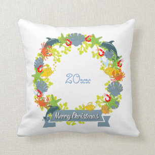 Thème nautique Coussin de couronne de Noël - Côtie