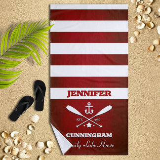 Thème nautique Serviette de plage rayée rouge