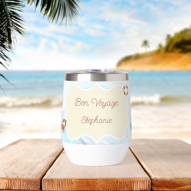 Thème Océan Bon Voyage Personnalisé avec Nom (Plage (pivotée))