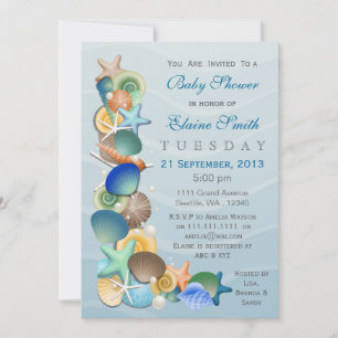 thème océanique Baby shower bleu Invitations