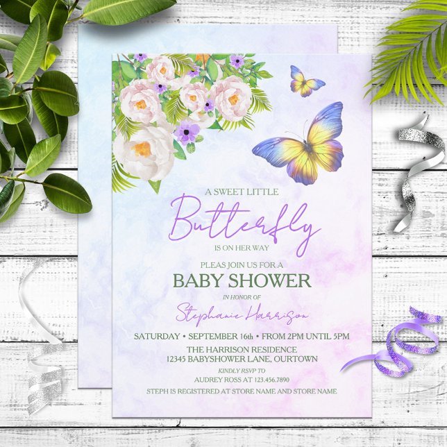 Thème Papillon Bébé Douche Invitations (Créateur téléchargé)