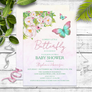 Thème Papillon Bébé Douche Invitations
