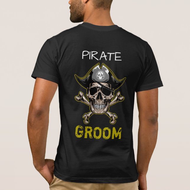 Thème pirate Fête Peau Adulte GROOM T-shirt (Dos)