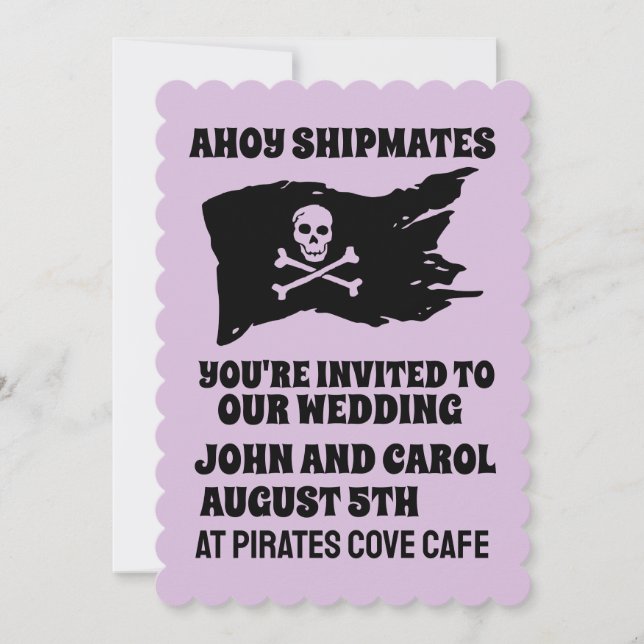 THÈME PIRATE MARIAGE personnalisé Invitations (Devant)