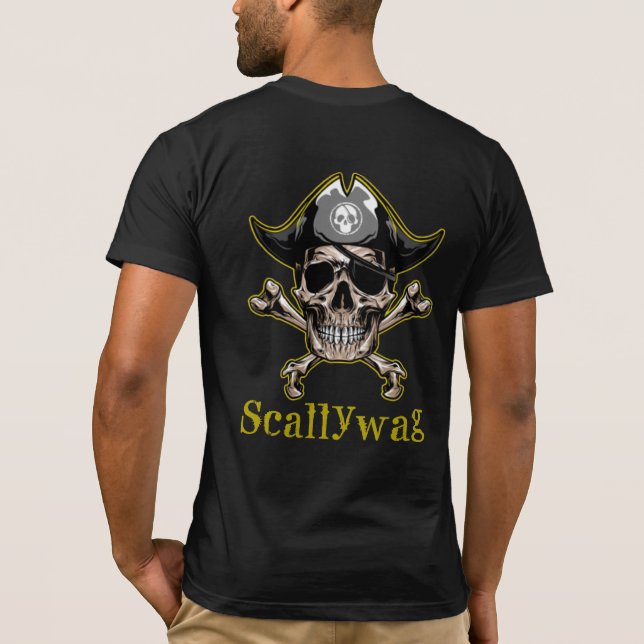 Thème pirate SKULL Crossbones Scallywag T-shirt (Dos)