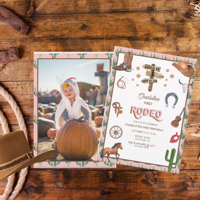 Thème Rodeo | 1er anniversaire Invitations (Créateur téléchargé)