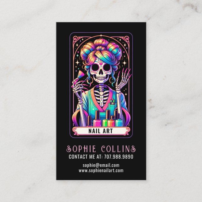 Thème Tarot Nail Tech Nail Art Carte de visite (Devant)
