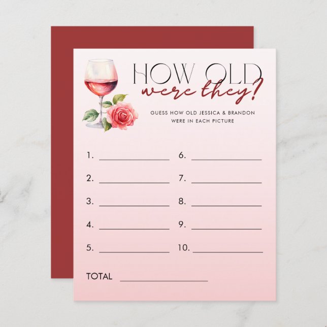 Thème Vine Devinez l'âge des mariés Jeu de photo (Devant / Derrière)