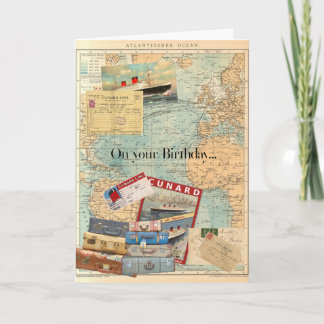 Thème Vintage voyage Carte d'anniversaire