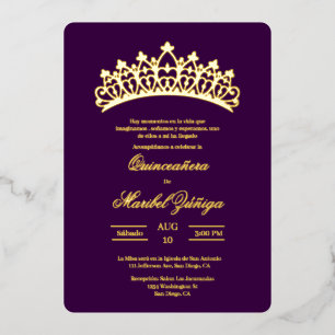 Thème violet Quinceanera Foil Invitation