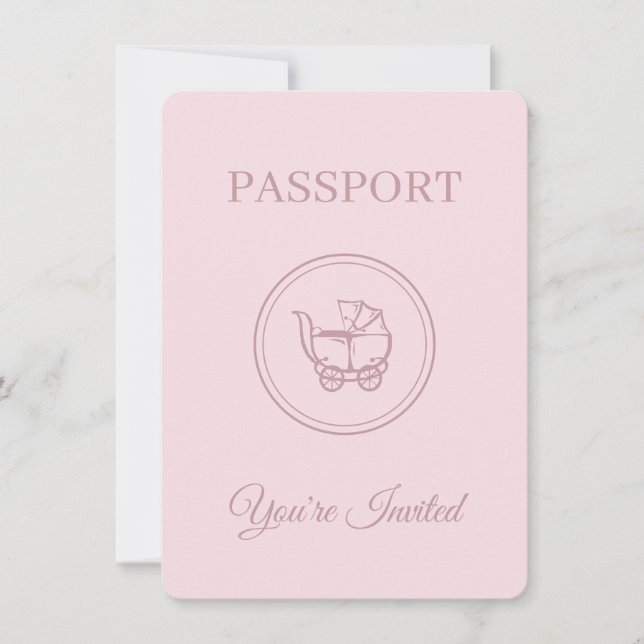Thème Voyage Baby shower Pink Passport Invitation (Devant)