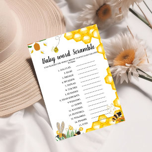 Thèmes d'abeilles mot scramble jeu baby shower