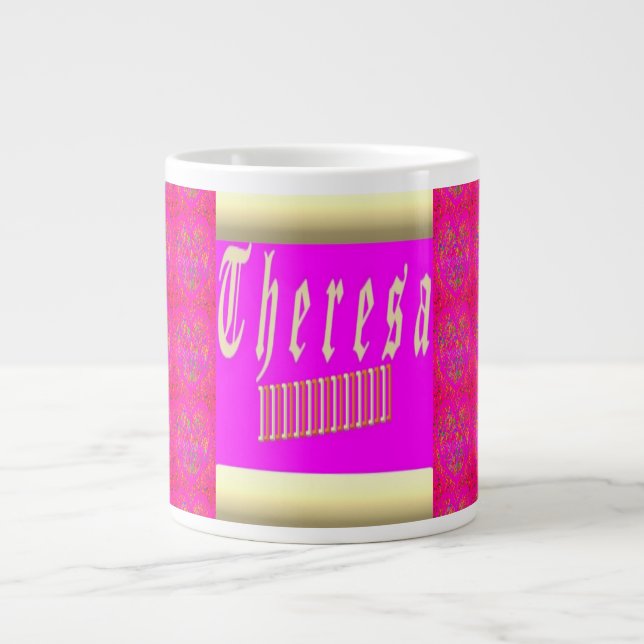 Theresa design choquant tasse de café rose et or (Devant)
