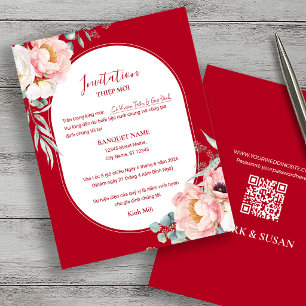 Thiệp Mới Mariage Pivoine Vietnamienne avec code Q