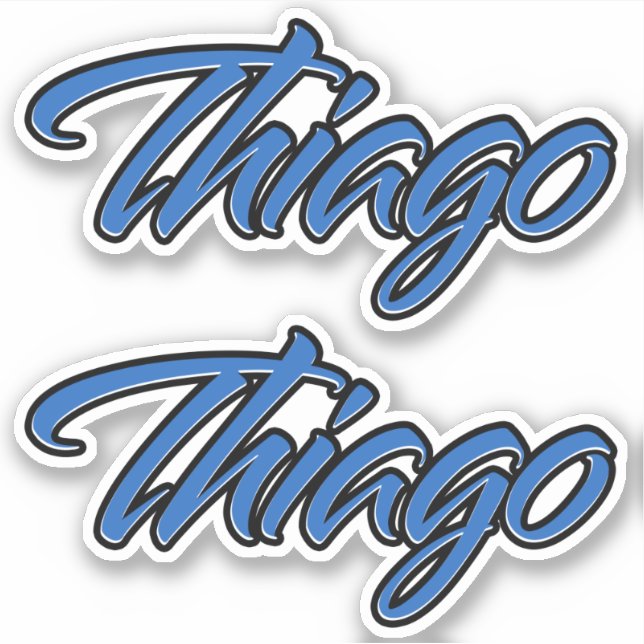 Thiago Nom bleu Autocollant Sticker Stickerset (Devant)
