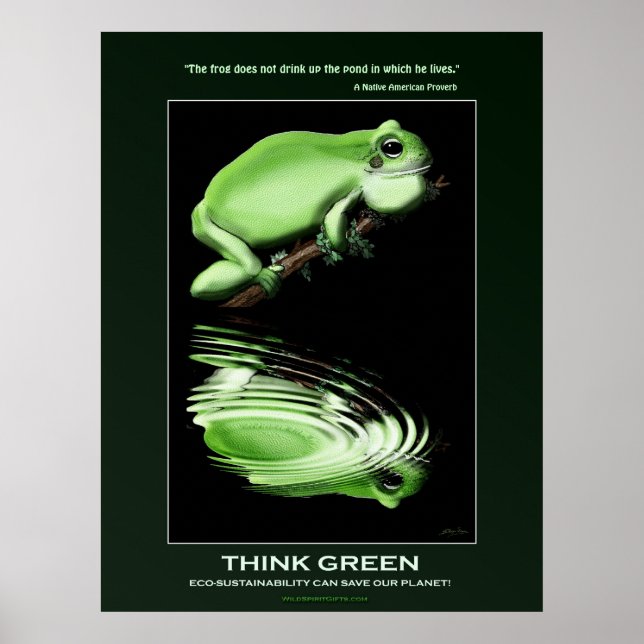 THINGLE GREEN Jour des terres Frog Art Eco Poster (Devant)