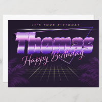 Thomas Name Prénom lila retro Carte Anniversaire
