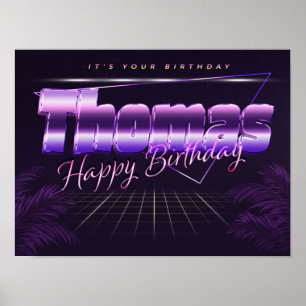 Thomas Nom Vorname lila retro Poster Geburtstag