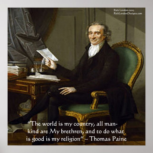 Thomas Paine "Mes Frères" Affiche de citation de s (Devant)