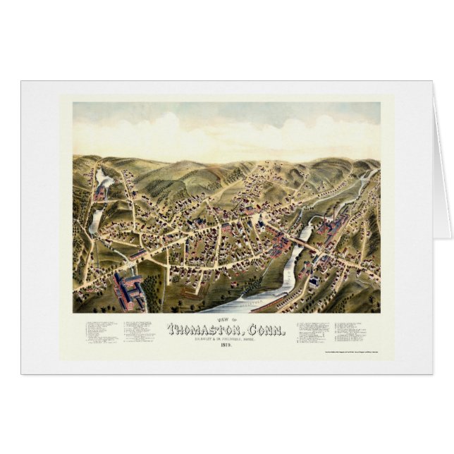 Thomaston, carte panoramique de CT - 1879 (Devant horizontal)