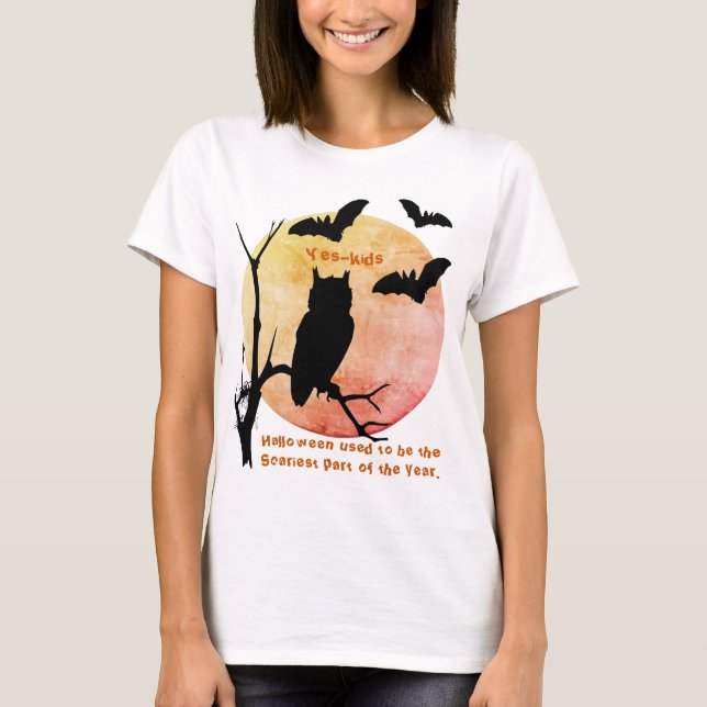 Thoughts éffrayant Hibou d'Halloween et T-shirt ch (Devant)